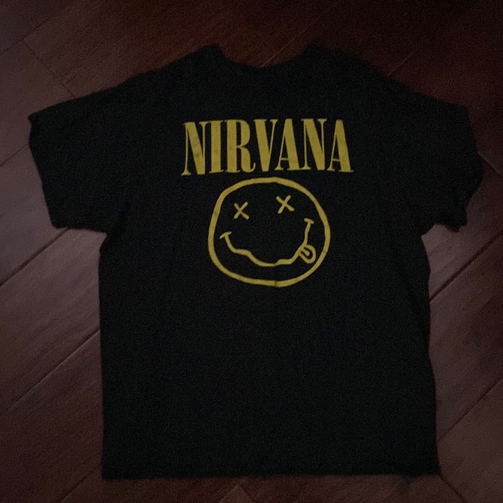 black and yellow nirvana tee